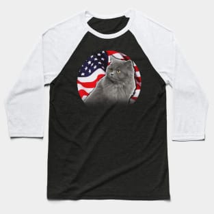 American Birman Cat USA Flag Funny Gift Shirt 4th of July Baseball T-Shirt